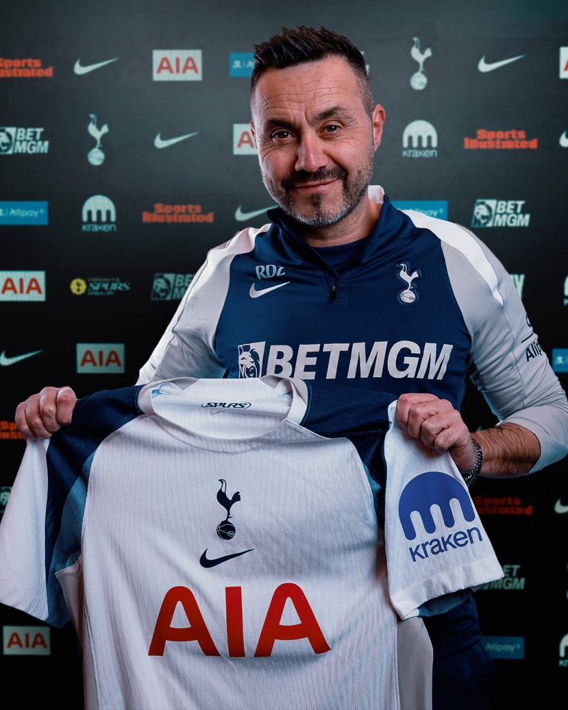Roberto De Zerbi joins Tottenham Hotspur - Photo Credit : Tottenham Hotspur, Facebook