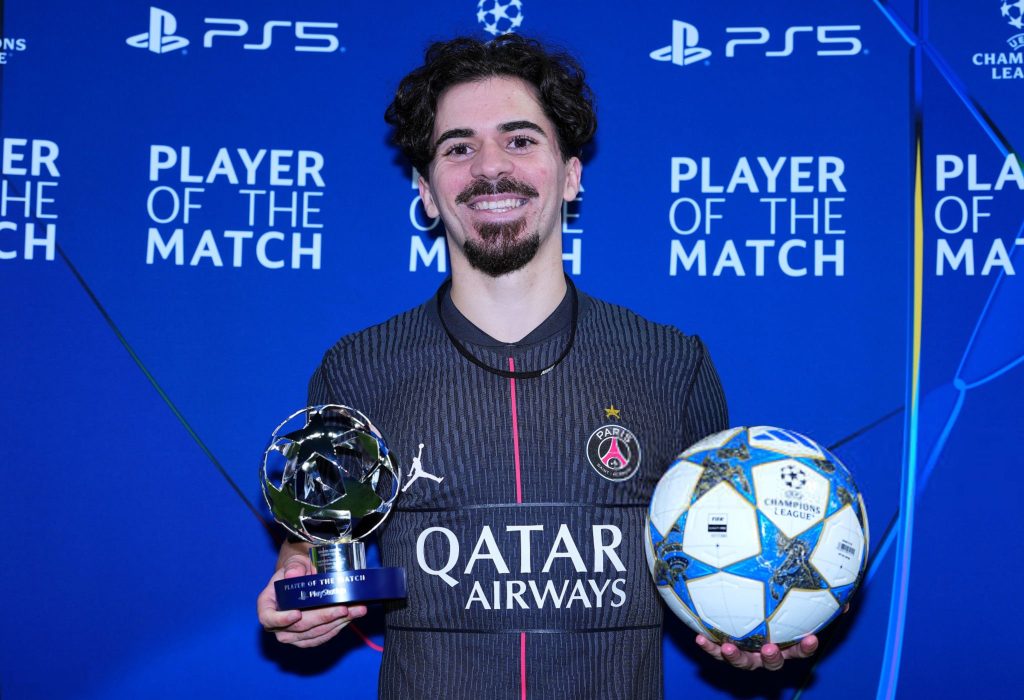 Vitinha, who won the Champions League Man of the Match award in the 2025/26 final where PSG defeated Arsenal 4–3 on penalties - Photo Credit : Fabrizio Romano, X