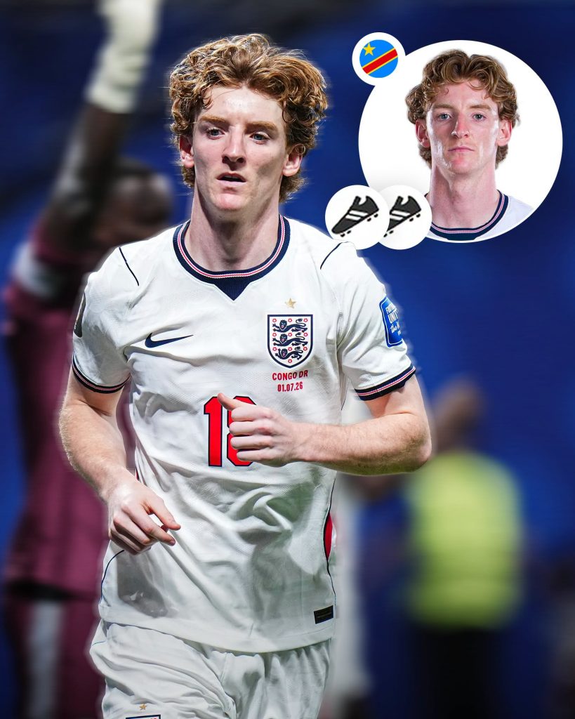 Anthony Gordon reperesenting England - Photo Credit : Fabrizio Romano, X