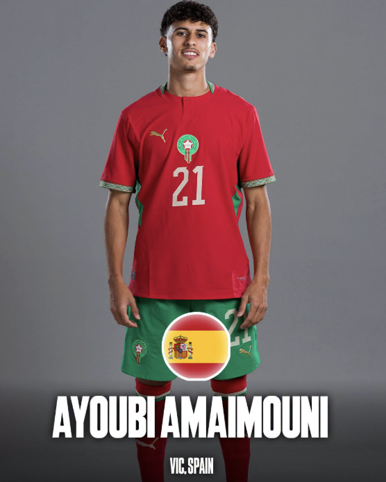 Ayoubi Amaimouni born in spain played for the Morocco national football team in the 2026 World Cup - Photo Credit : Softfootball Media