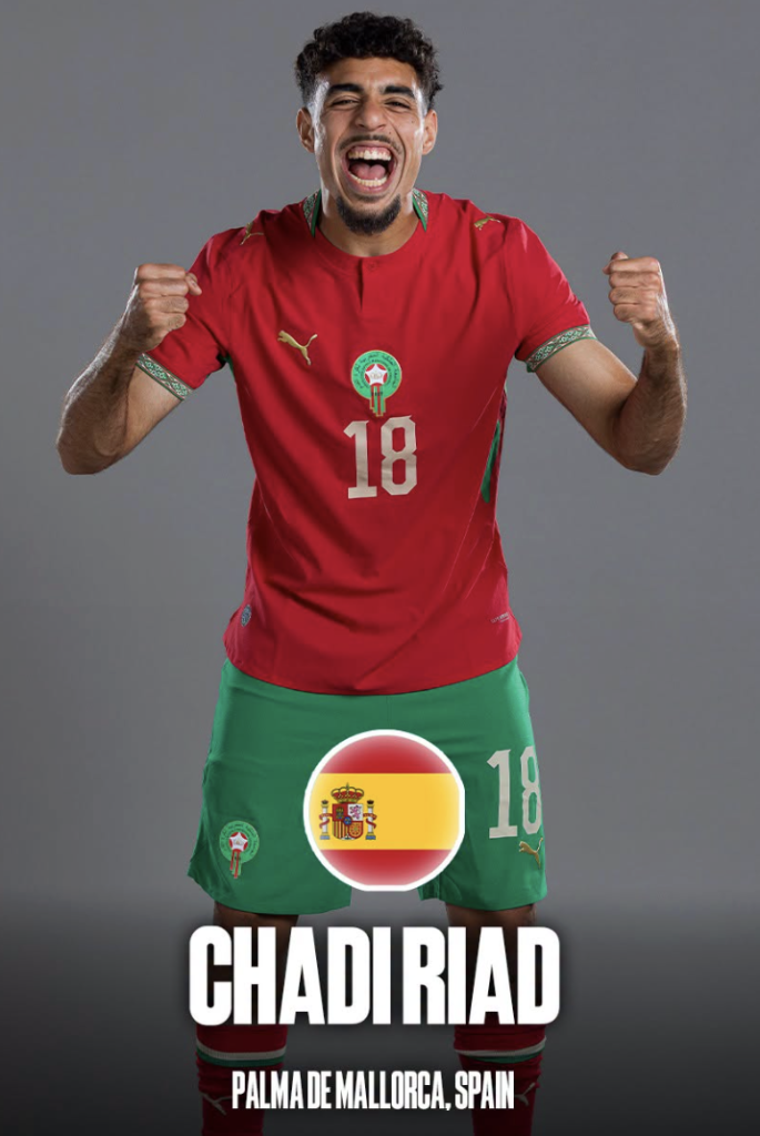 Chadi Riad  born in spain played for the Morocco national football team in the 2026 World Cup - Photo Credit : Softfootball Media