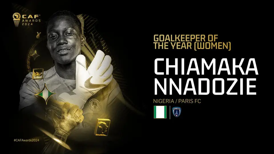 Chiamaka Nnadozie Women Goalkeeper of the Year (Credit: CAF Media)