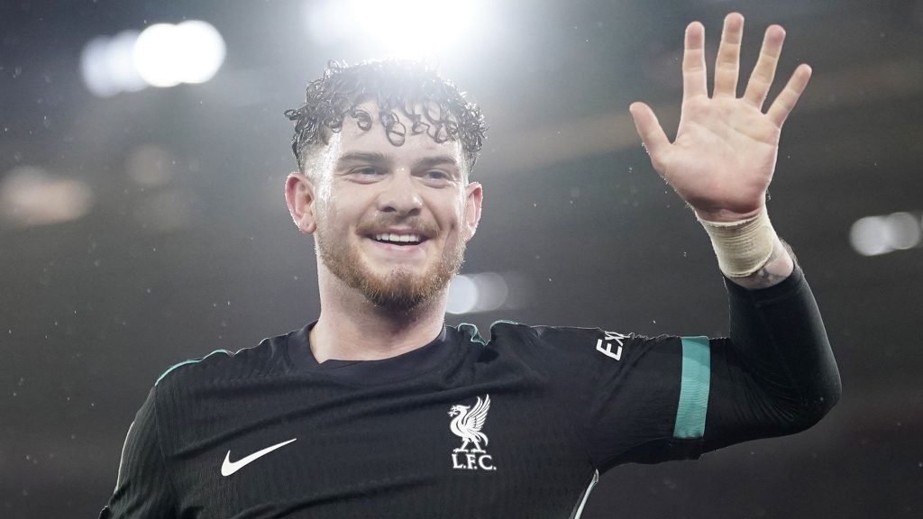 Elliott celebrates scoring Liverpool's second goal at Southampton
