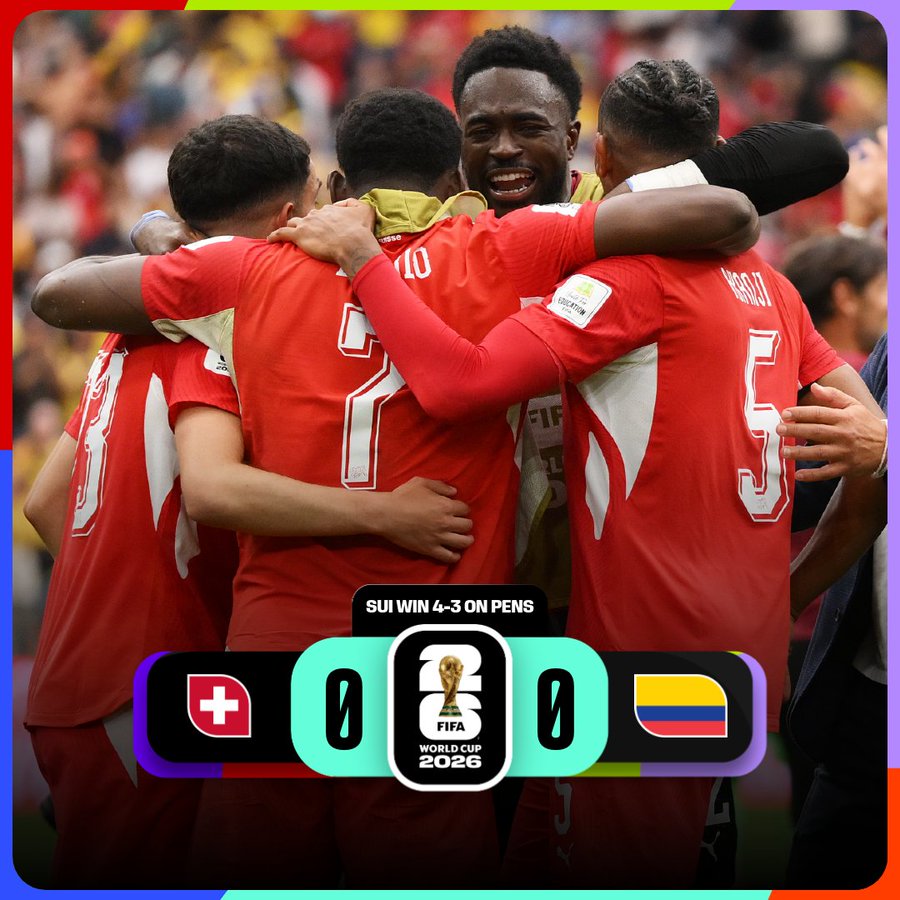 Switzerland wins on penalties to secure a spot in the quarter-finals- Photo credit: X media