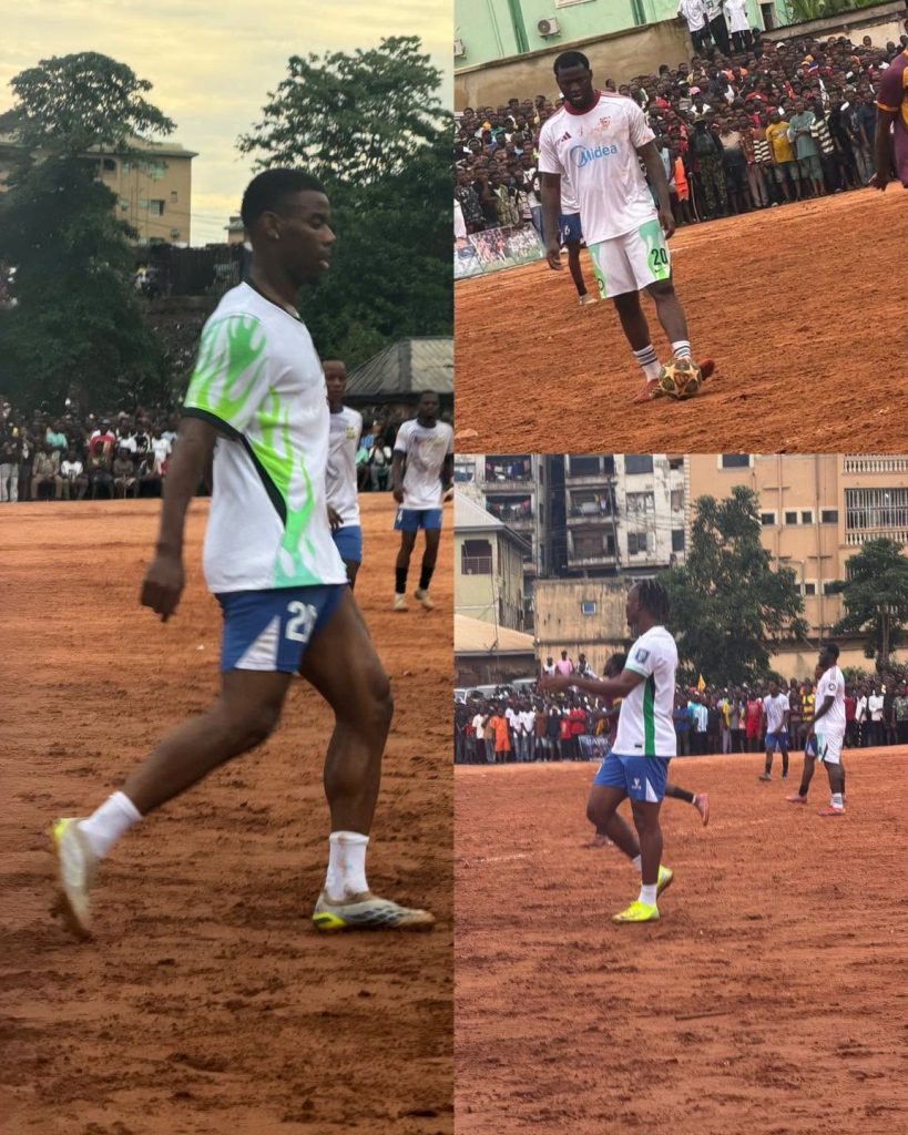 Raphael Onyedika, Victor Boniface, and Bruno Onyemaechi play street football in Awada, Anambra State - Photo Credit : Softfootball Media