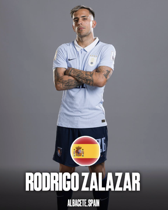Rodrigo Zalazar born in spain played for the Uruguay national football team in the 2026 World Cup - Photo Credit - Softfootball Media