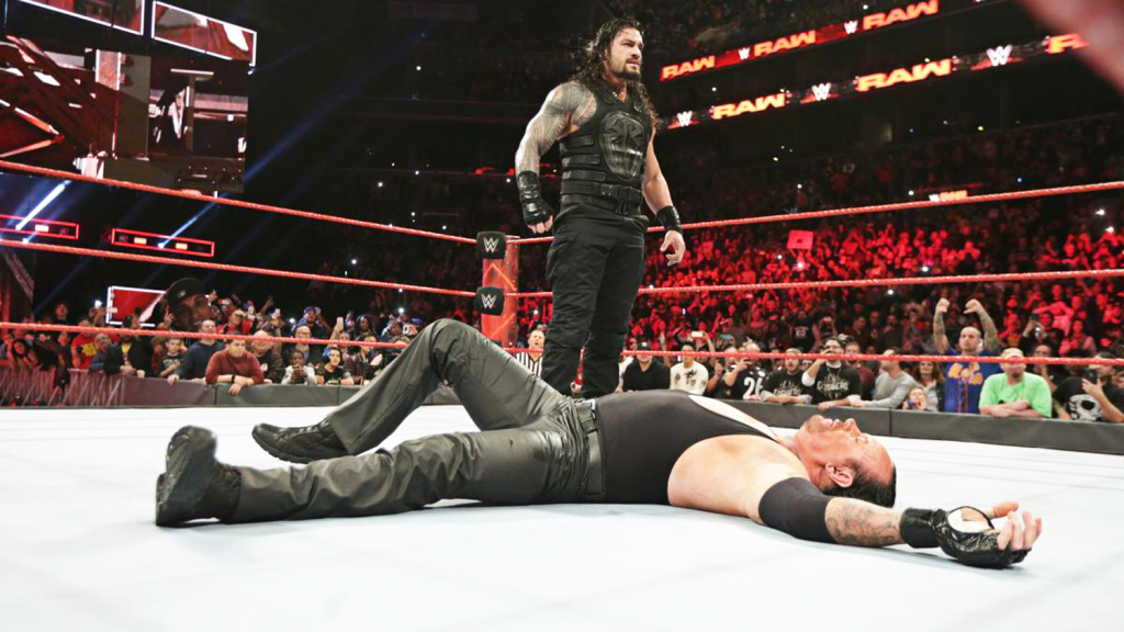 Roman Reigns retiring The Undertaker at WrestleMania - Photo Credit : Rolling Stone