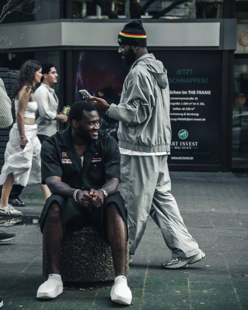 Super Eagles striker Victor Boniface linked up with Nigerian music star Odumodublvck in Dusseldorf, Germany - Photo Credit : Softfootball Media