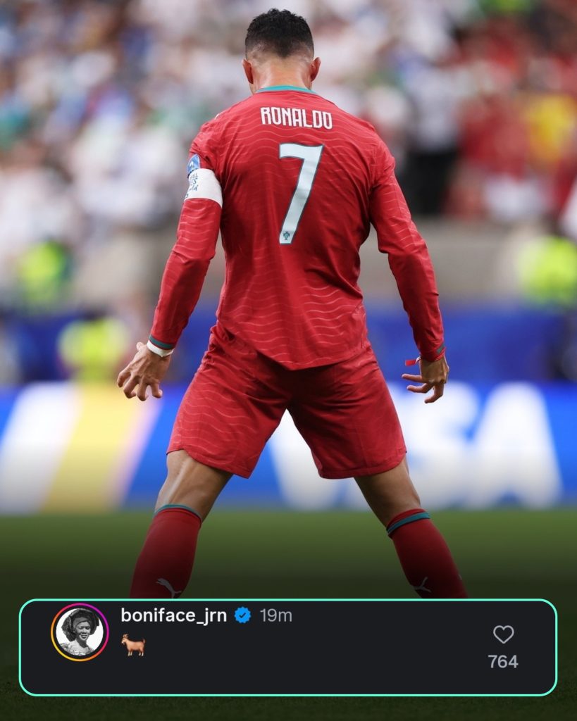 Victor Boniface Calls Ronaldo the GOAT After Portugal’s 5–0 Win Over Uzbekistan - Photo Credit : CRonaldo, Instagram