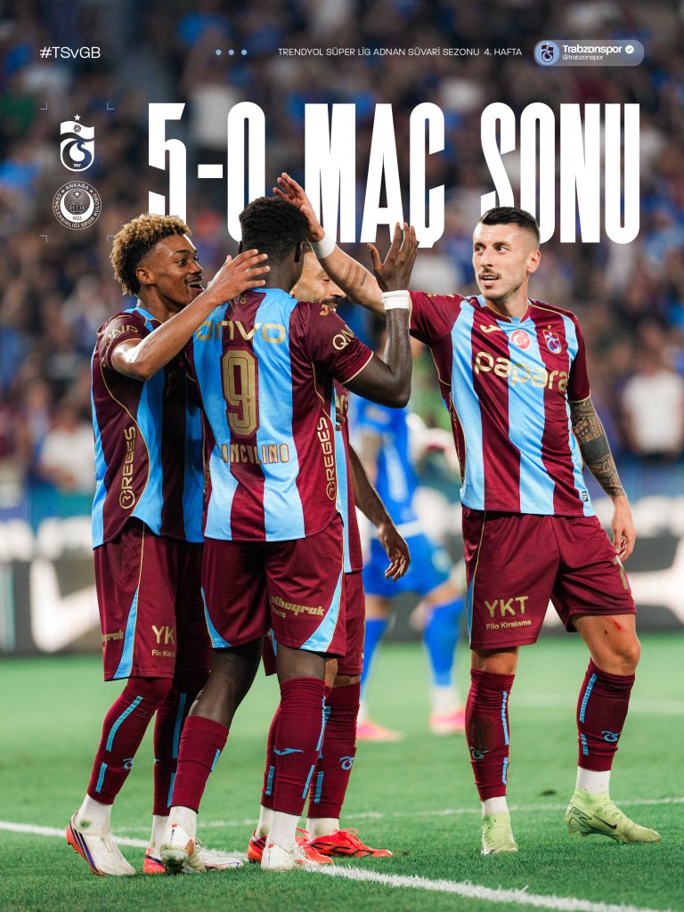 Trabzonspor’s 5–0 home victory over Gençlerbirliği - Photo Credit : Trabzonspor, X