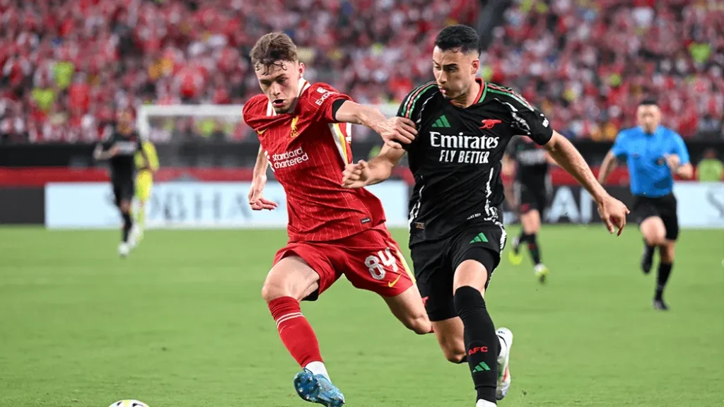 Gabriel Martinelli stood out for Arsenal in the pre-season defeat to Liverpool  (Photo Credit: Getty)