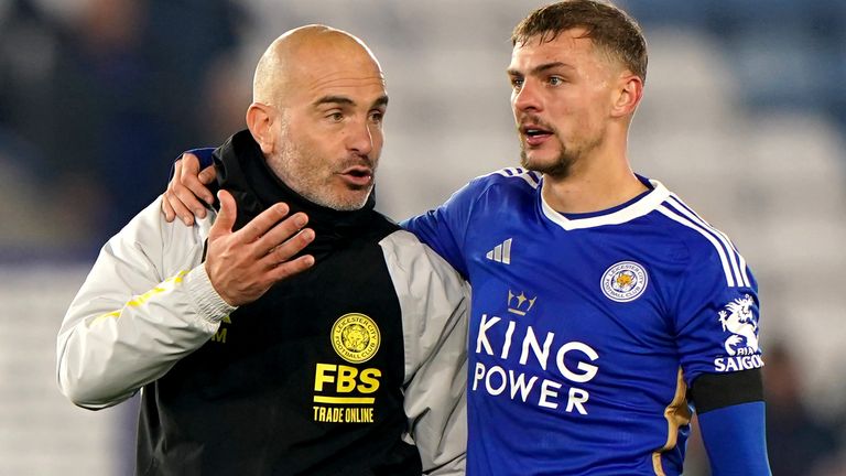 Kiernan Dewsbury-Hall and Enzo Maresca at Leicester City