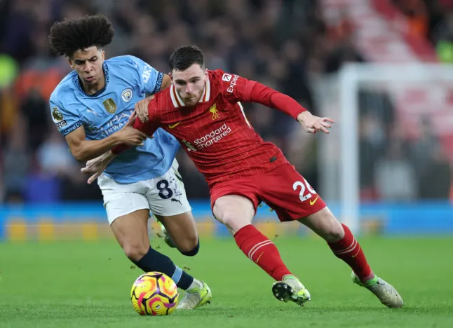 Rico Lewis struggled in midfield against Liverpool (Photo Credit: Getty)