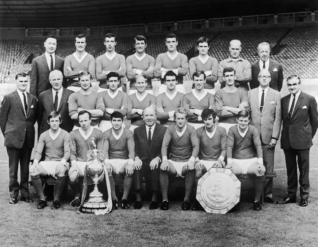 Gaskell alongside a string of Man Utd legends in 1968 (Photo Credit: Bettmann Archive)