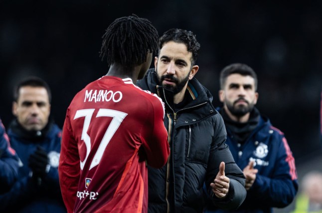 Ruben Amorim and kobbie Mainoo (photo credit: Getty)