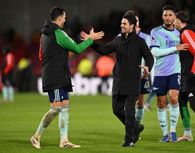 Mikel Arteta Arsenal reduced Liverpool’s lead to six points with the victory (Photo Credit: Getty)