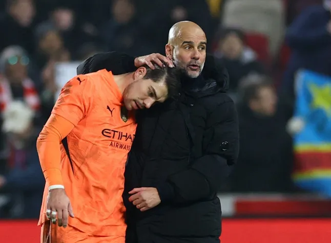 Pep Guardiola had a heated discussion with Ortega after City’s draw (Photo Credit: Reuters)