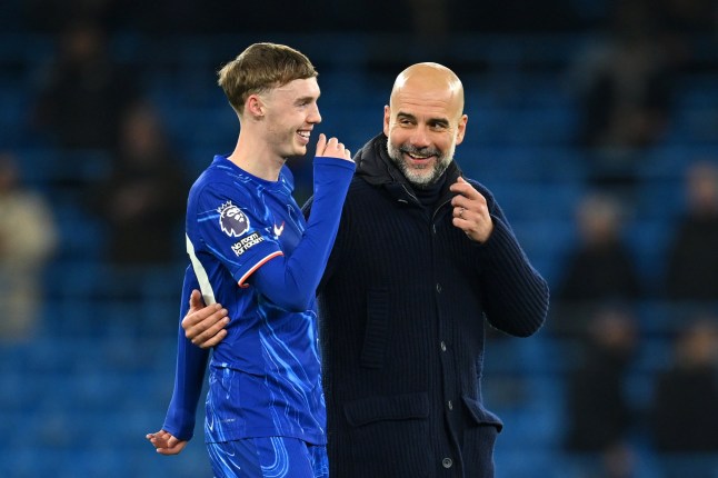 Cole palmer and pep Guardiola ( photo credit: Getty)