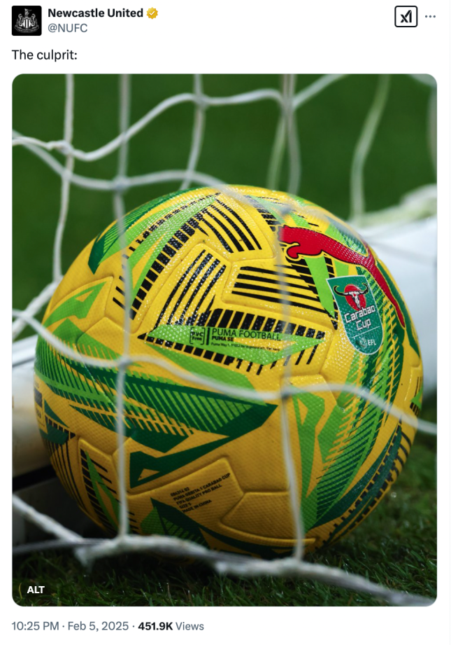 The match ball (photo credit: X/@NUFC)