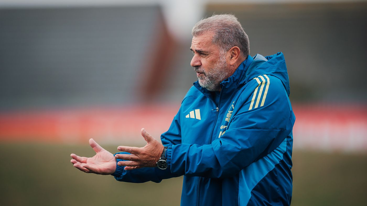 New Nottingham Forest coach Ange Postecoglou is conducting his first training sessions with the players. (Credit: Nottingham Forest file).
