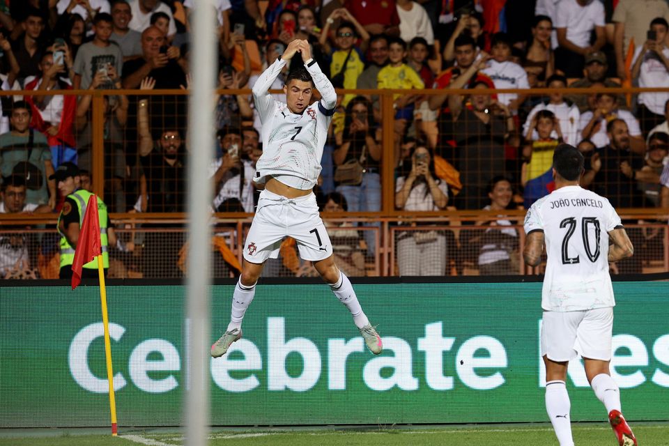 Cristiano Ronaldo celebrates his goal for Portugal. Photo Credit: FIFA media