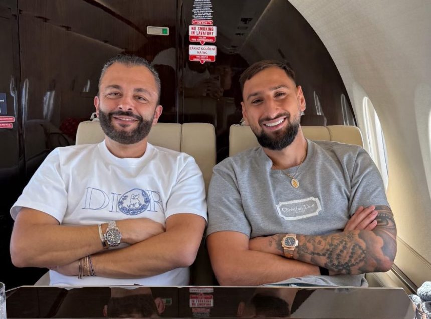Gianluigi Donnarumma and his agent Enzo Raiola (Photo Credit: Fabrizio Romano via X)