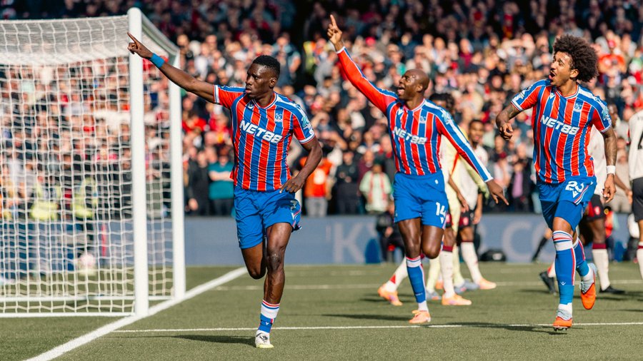 Ismaila Sarr scored in the ninth minute to put Crystal Palace in front on Saturday against Liverpool. (Credit: @CPFC
on X). 