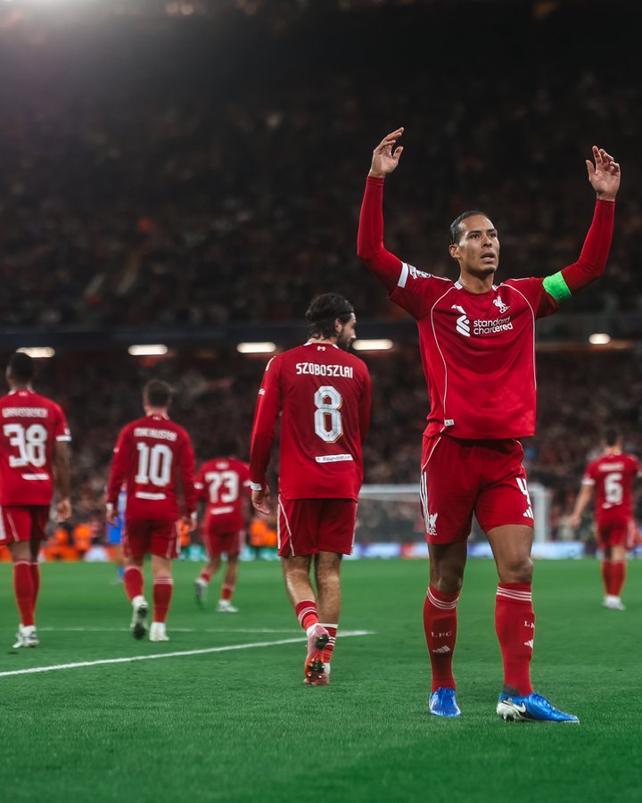 Virgil van Dijk Celebrates Liverpool Goal (Photo Credit: Liverpool Via X)