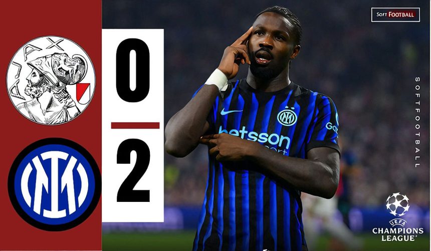 Thuram scored a brace as Inter beat Ajax at home. (Credit: Softfootball).