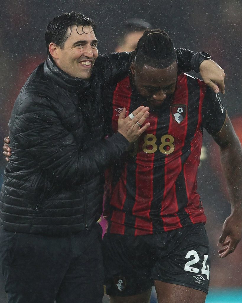 Andoni Iraola and Antonie Semenyo (Photo Credit: Bournemouth Facebook page)