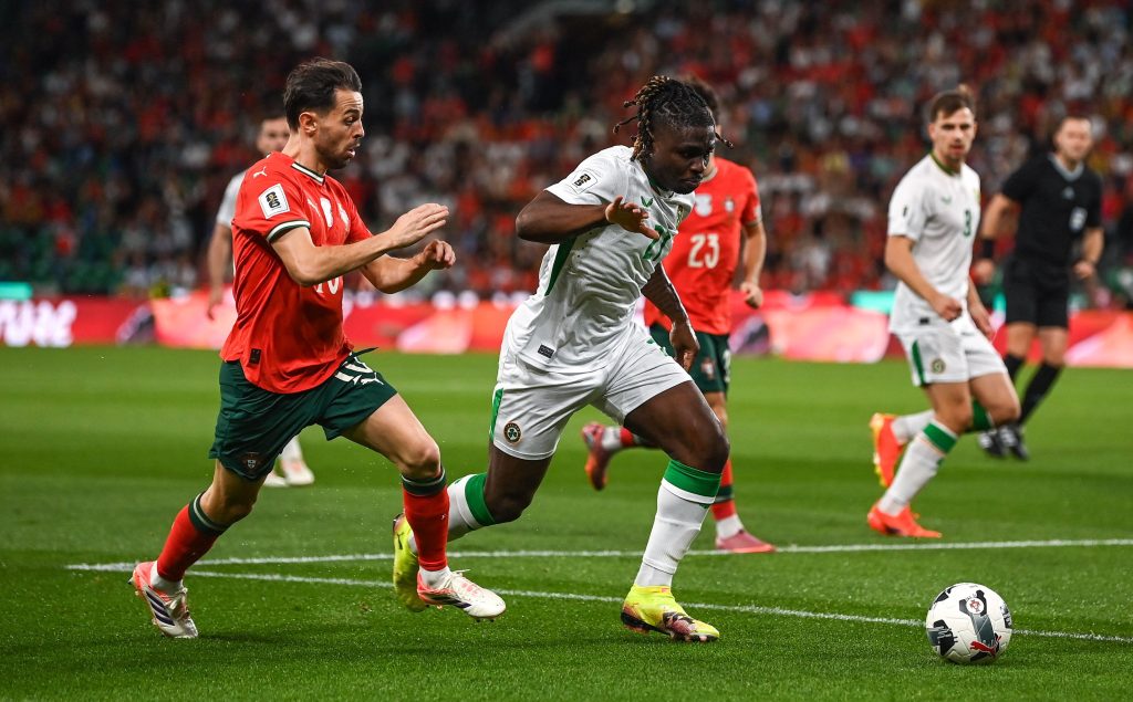 Benardo Silva of portugal in action against Ireland  (Photo Credit: Ireland Football via X)