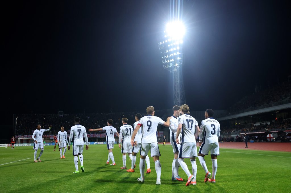 England players celebrate after scoring (Photo Credit: England football X handle)