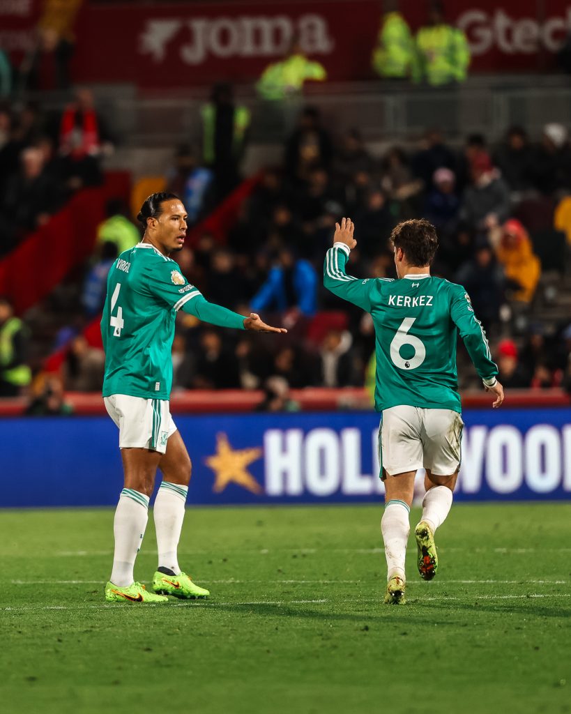 Milo Kerkez after scoring his first ever goal for Liverpool (Photo Credit: Liverpool X handle)