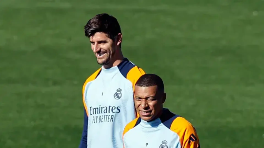 Thibaut Courtois and Kylian Mbappe (Photo Credit: Real Madrid via X)