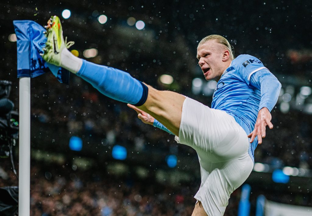 Halaand after scoring the first goal for Manchester city (Photo Credit: Manchester city via X)