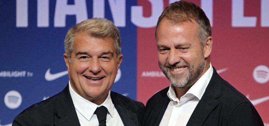 Laporta and Hansi Flick (Photo Credit: Fabrizio Romano Via X)