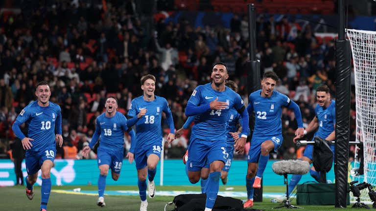 Goal! Vangelis Pavlidis gives Greece a 1-2 lead in London - Photo Credit : REUTERS