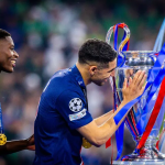 Achraf Hakimi and Nuno Mendes after the 2025 UCL final triumph (Photo Credit: Uefa website)