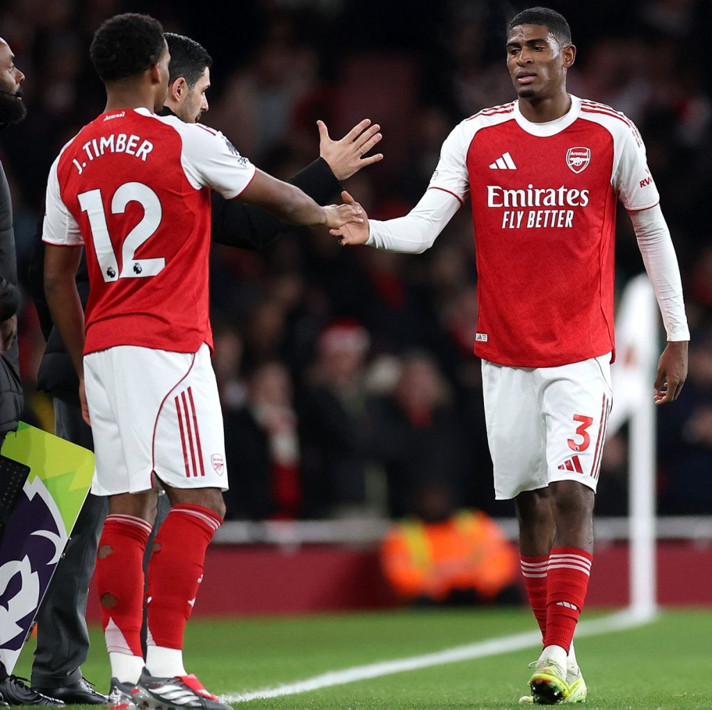 Cristhian Mosquera and Timber (Photo Credit: Arsenal Media Via X)