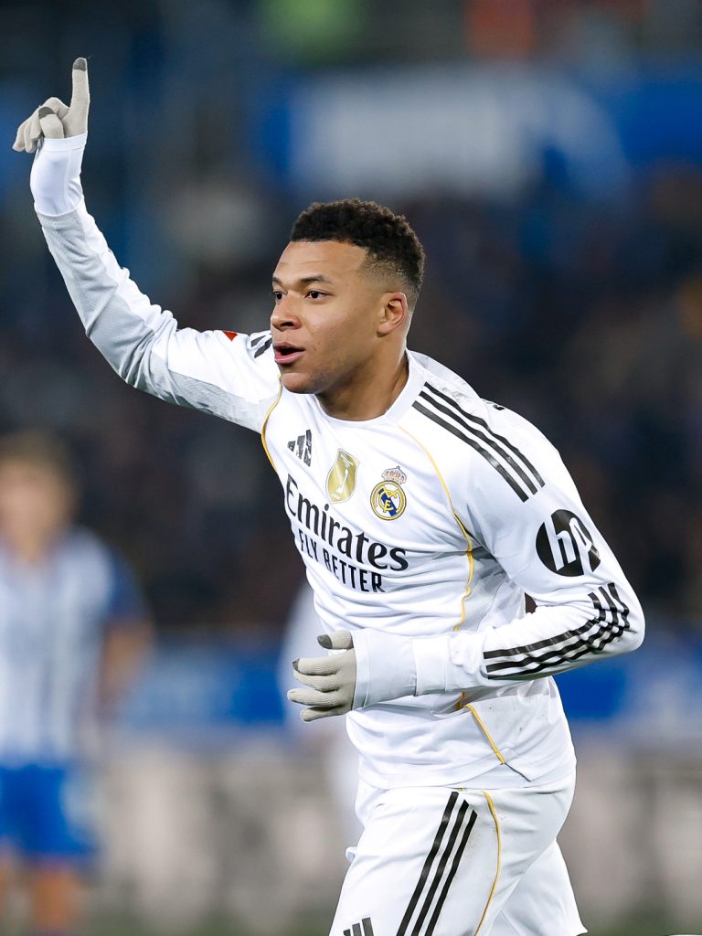 Kylian Mbappe after scoring for Real Madrid (Photo Credit: Real Madrid via X)