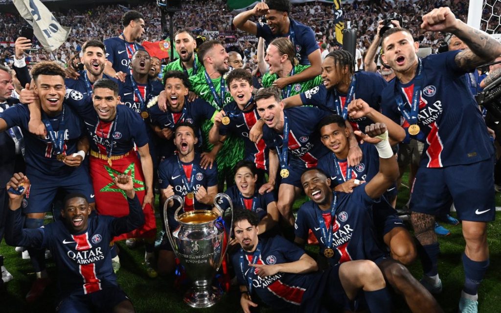 PSG Players Celebrating (Photo Credit: PSG via X)