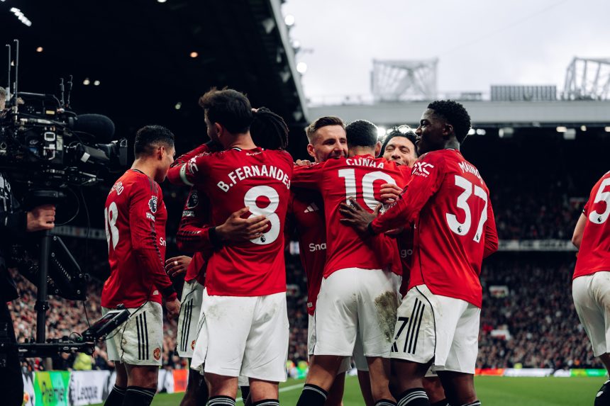 Manchester United Players Celebrating (Photo Credit: Manchester United via X)