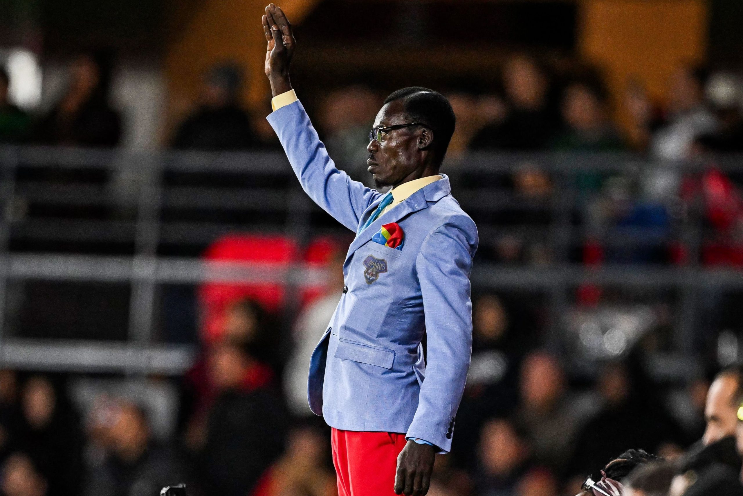 Michel Kuka Mboladinga posing as Lumumba (Photo Credit: DR Congo football Media)