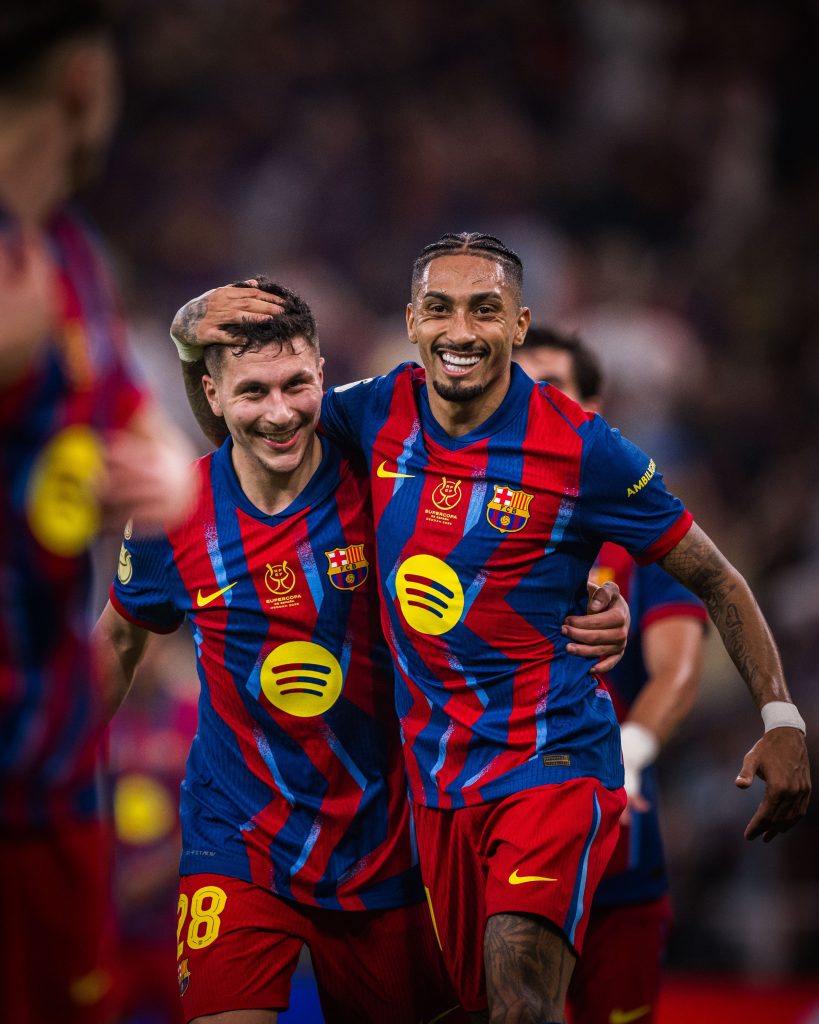 Raphinha and Roony Bardghji (Photo Credit: Barcelona via X)