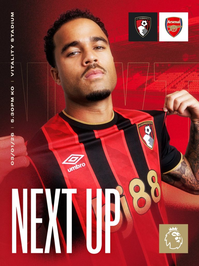 bournemouth vs Arsenal. ( photo credit: bournemouth via x)