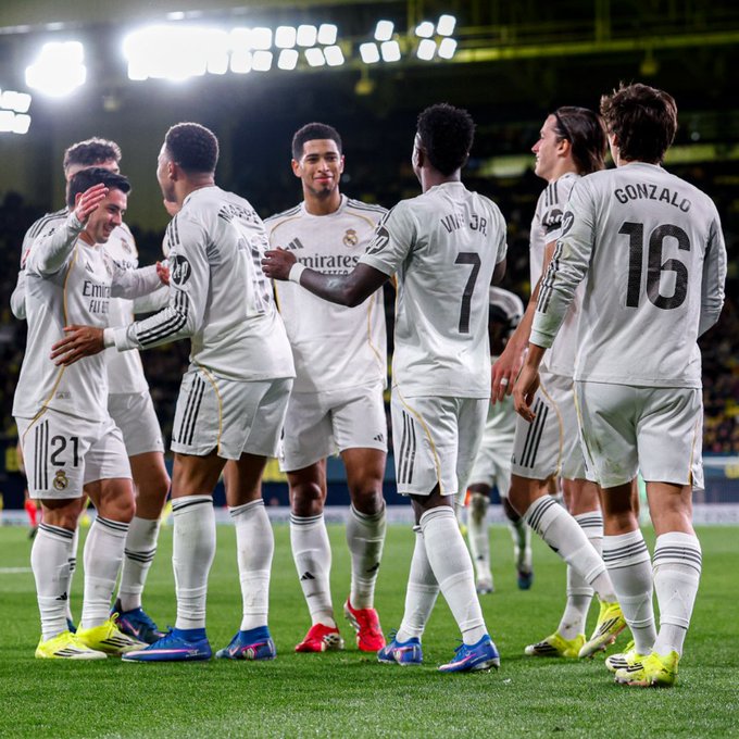 Kylian Mbappé and his teammates celebrating (Photo Credit: Real Madrid via X)