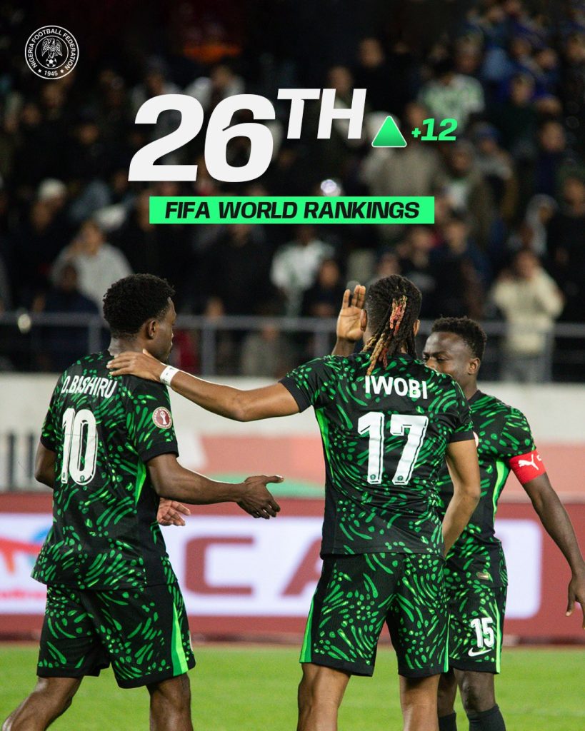 Nigeria Rise to 26th in FIFA Rankings After Impressive AFCON 2025 Campaign - Photo Credit : Super Eagles, X