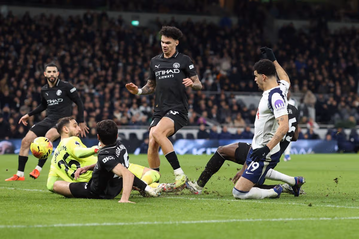 Manchester city playing draw with tottenham. (photo credit: Manchestereveningnews media)