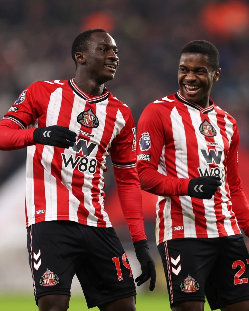 Habib Diarra celebrate with teammate after scoring for Sunderland  (Photo Credit: Sunderland facebook page)
