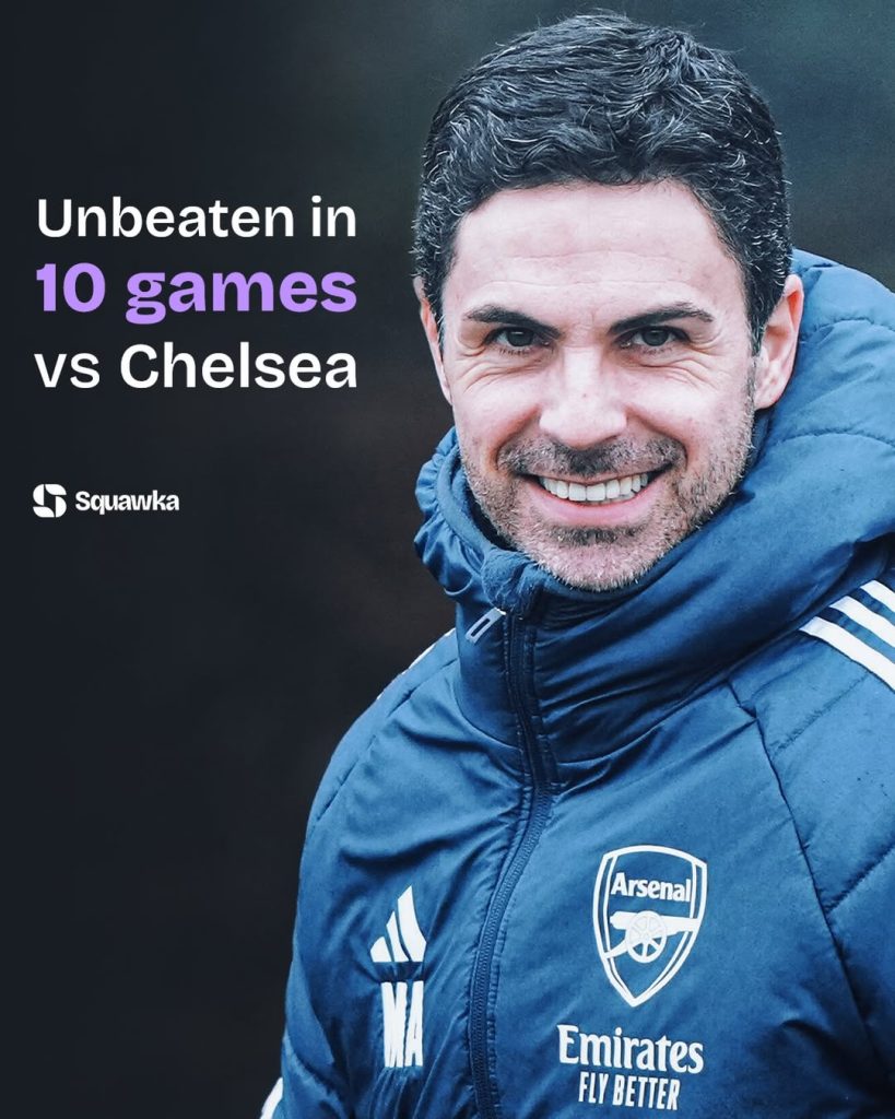 Arsenal are unbeaten in 10 games against Chelsea in all competitions - Photo Credit : Squawka Football, Facebook